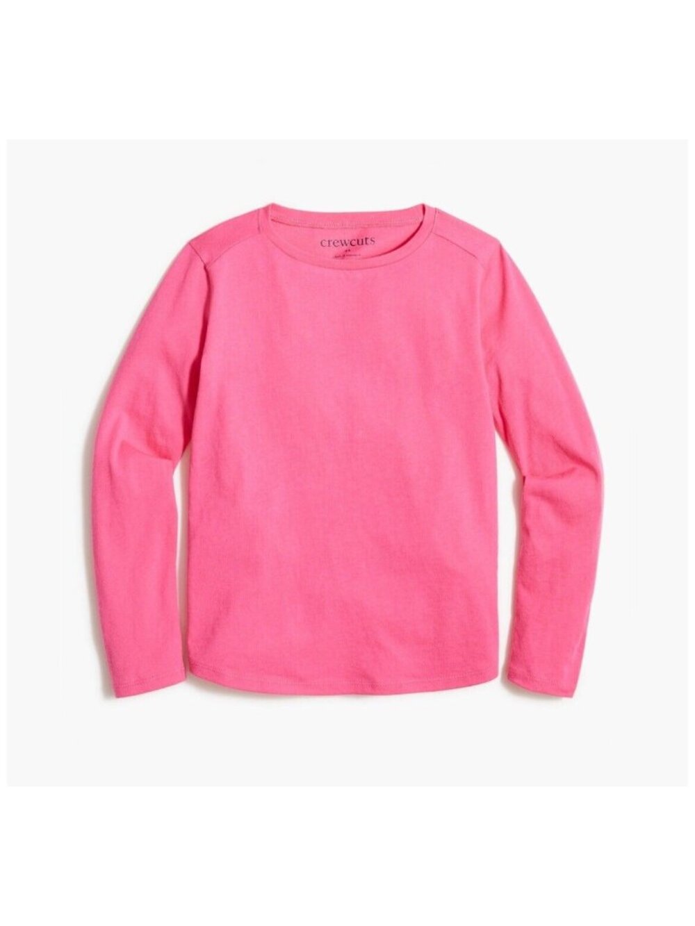 Crewcuts J.Crew Long Sleeve Tee Shirttail Hem Casual School Bright Pink 6-7 NEW